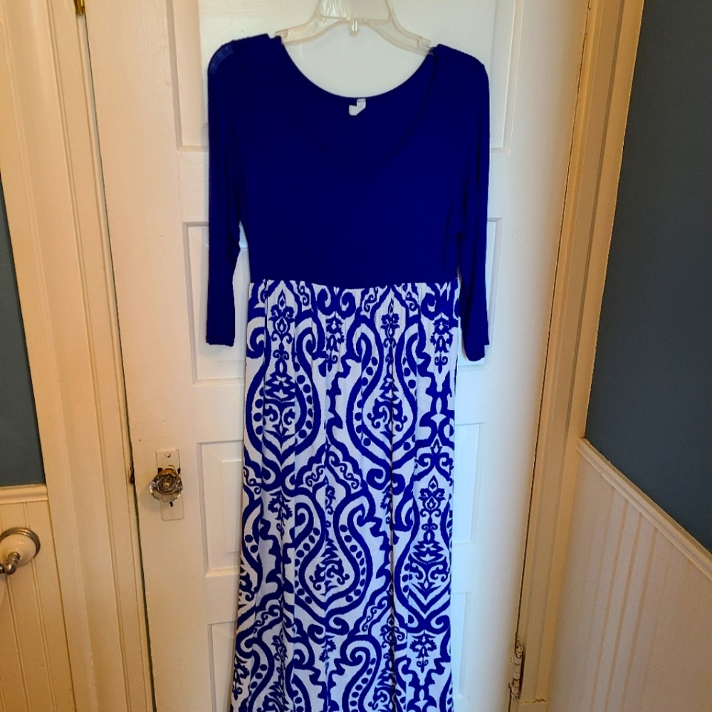 Pink Blush Blue maternity dress